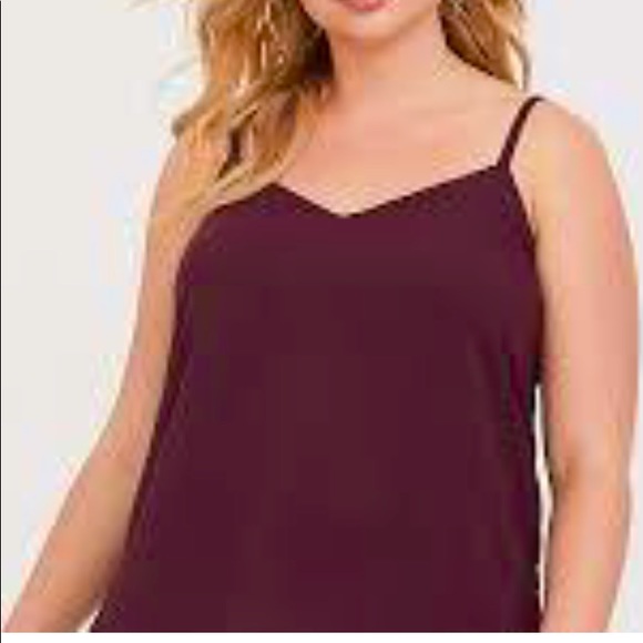 torrid Tops - Torrid Burgundy Chiffon Double Layer Swing Cami Spaghetti Straps Size 3, 22-24